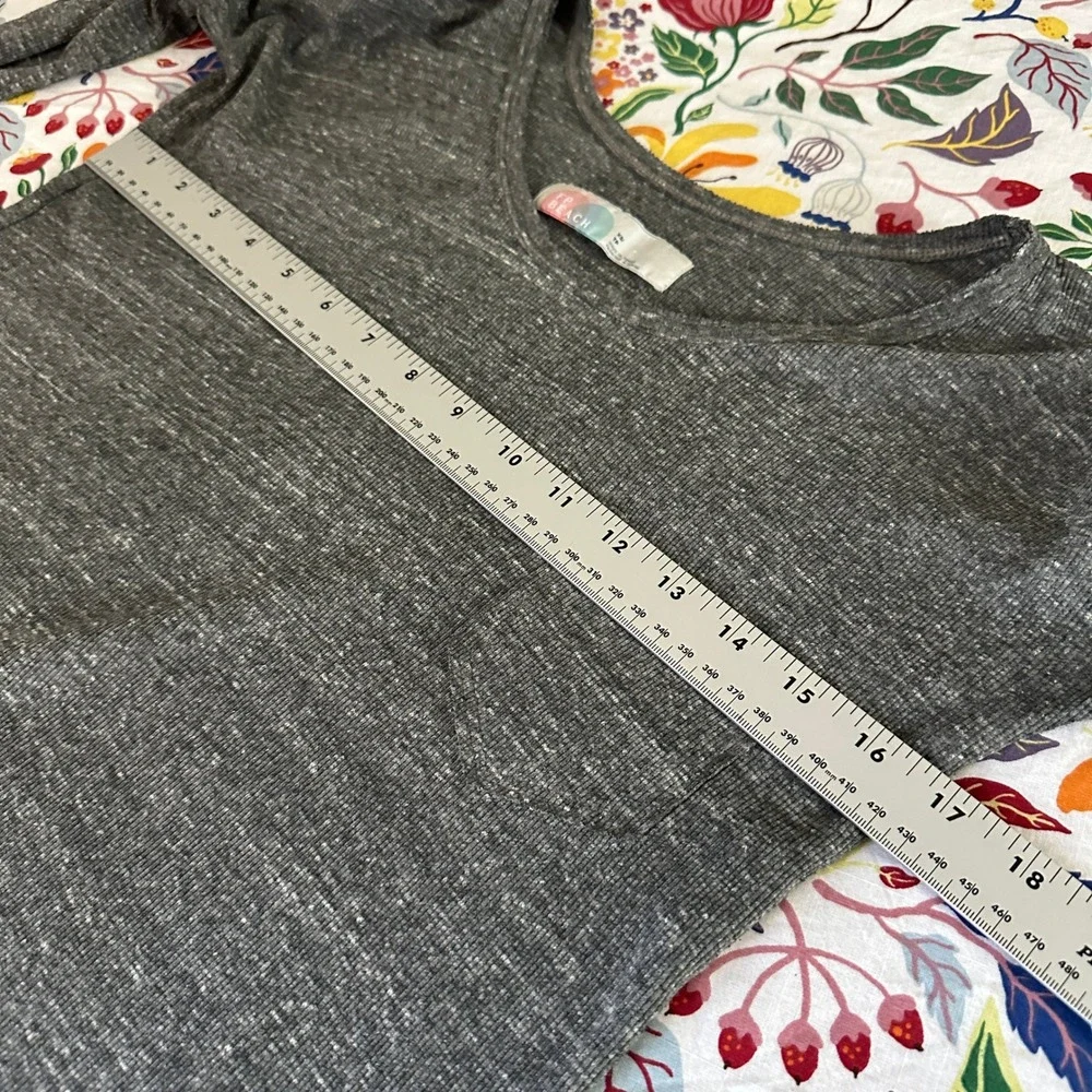 Free People FP Beach Long Sleeve Top Womens XS Gray Space Dye Ribbed Pocket Tee